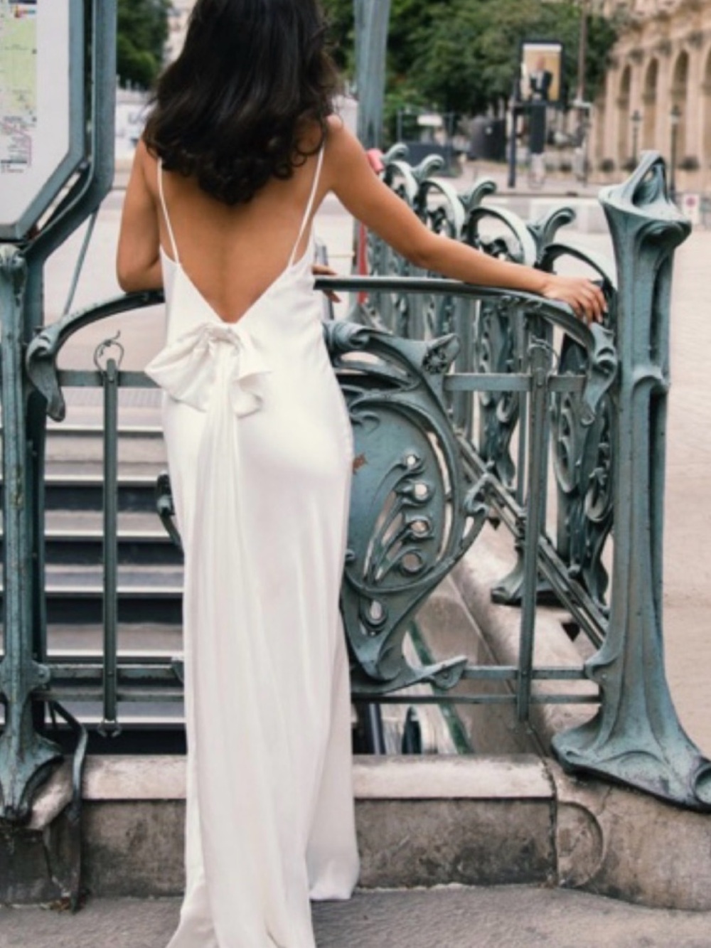 Meshki White Backless Slip Dress with Bow Detail